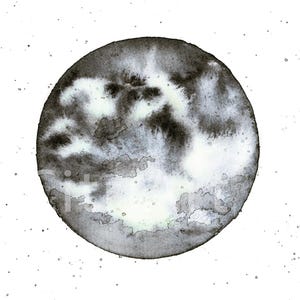 Moonlight Serenity pintado a mano acuarela Luna Clipart imprimible Pintura original Imágenes de alta resolución JPG PNG Descarga digital