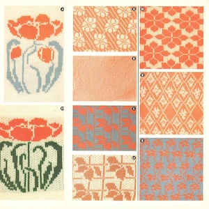 15 bloemen Fair Isle-kaarten voor machinaal breipatroon - collectie instant download pdf - uit vintage tijdschrift uit de jaren 90 - fairisle bloemen