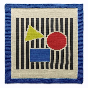 Diagrama de motivos Bauhaus de 3 figuras (círculo, rectángulo, triángulo) - Tejido, crochet, punto de cruz, bordado - Intarsia con patrones geométricos