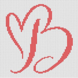 カリグラフィー ラブレター B 編みチャート - イニシャル モノグラム カラーワーク、フェアアイル、インターシャ、デュプリケート ステッチ - PDF デジタル インスタント ダウンロード
