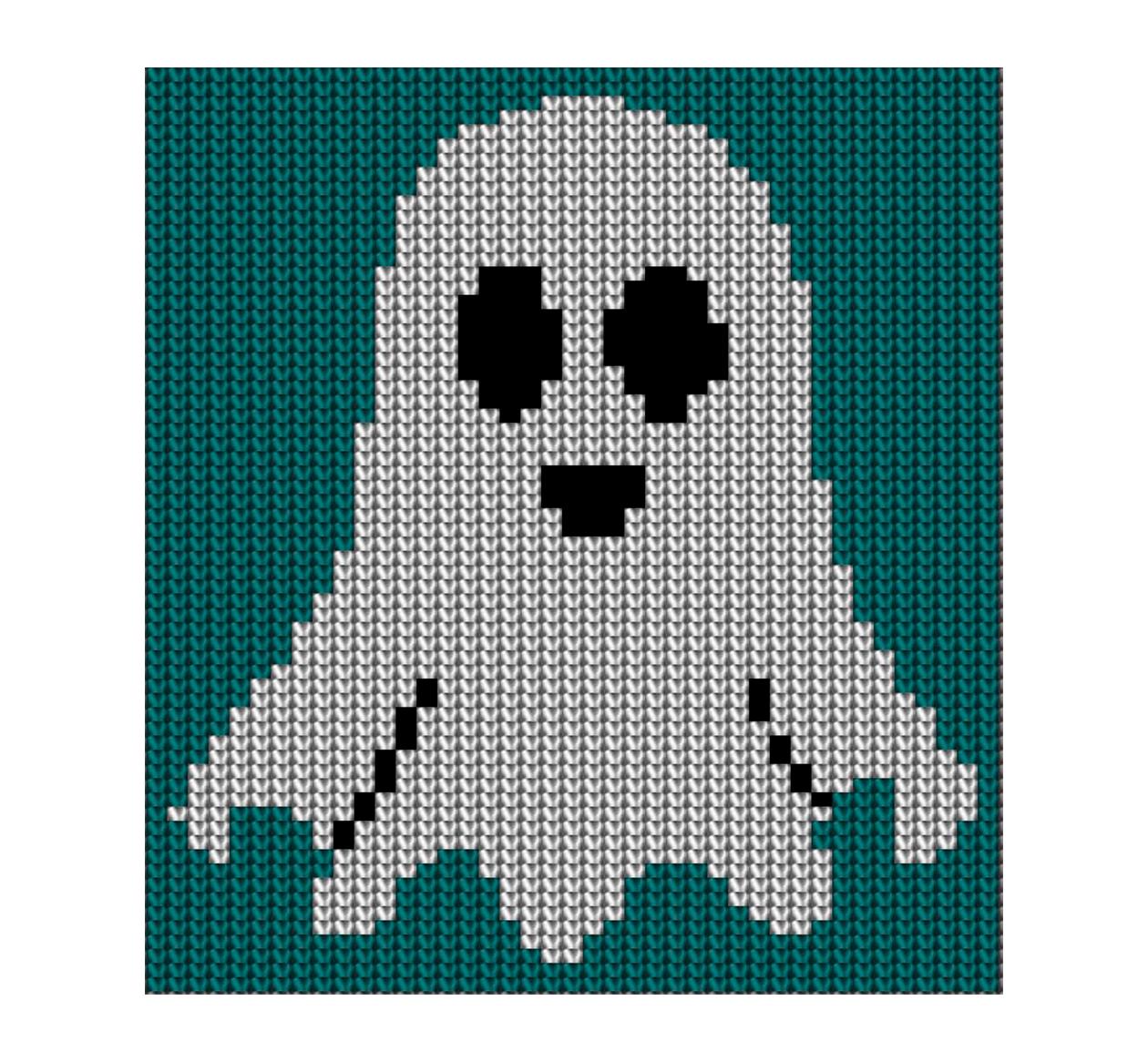 Spooky Ghost Motif Chart for Knitting, Crochet, Cross Stitch, Embroidery - Versatile Halloween Pattern for Intarsia, Needlepoint PDF format