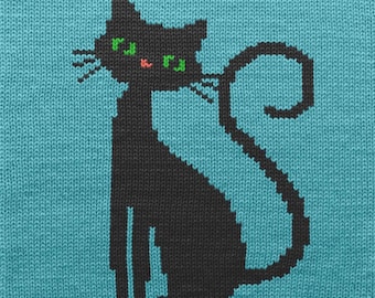 Fun Cat Intarsia Chart - 43 stitches x 80 rows - Hand and machine knitting, for electronic or manual - diagram digital download pattern