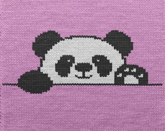 Panda Chart - 65 stitches x 38 rows - Colorwork diagram - Intarsia Fair isle Duplicate Stitch, Hand & machine knitting, electronic or manual