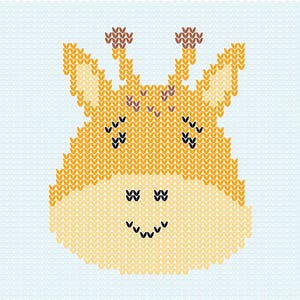 Smiling Giraffe Knitting Chart – PDF Diagram and Written Instructions – Machine Knitting, Intarsia, Duplicate Stitch, Fair Isle colorwork