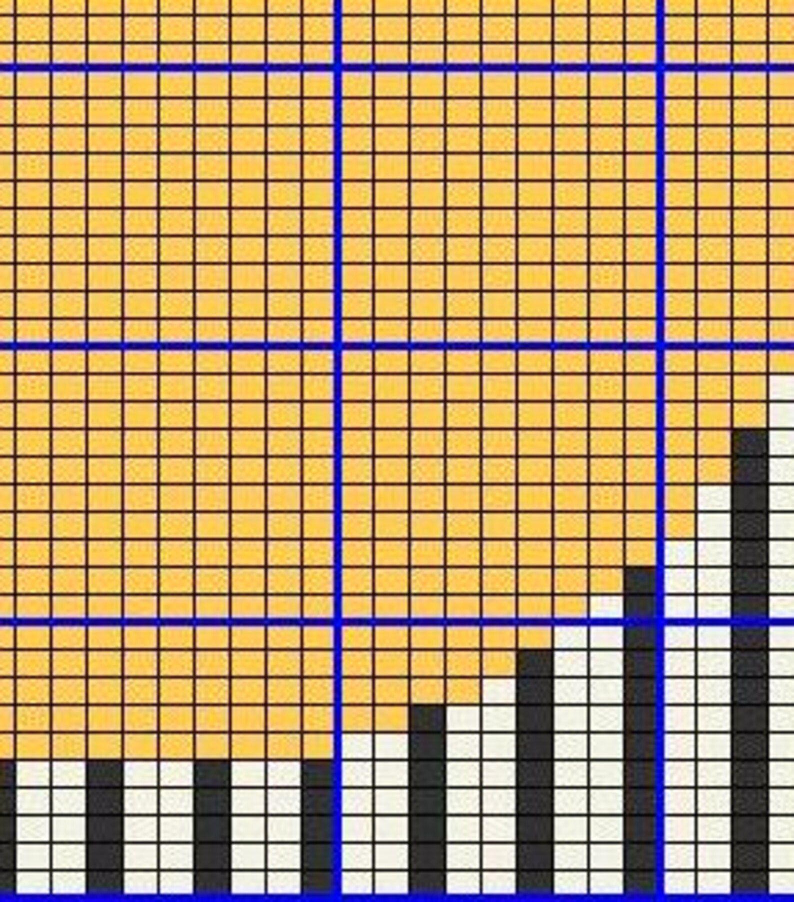 Intarsia Graph Intarsia Chart - Bauhaus Geometric Circle in Yellow and Vertical Black ...