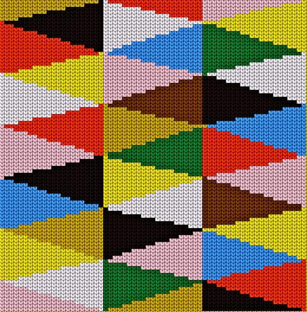 Bauhaus Multicolored Triangular Motif Chart PDF for Knitting