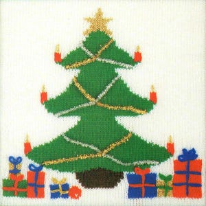 Intarsia-kaart kerstboom - breimachinepatroon pdf-formaat - vintage uit tijdschrift jaren 80 voor het maken van vakantiegebreide dekensdekens