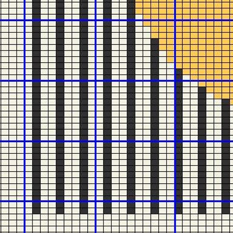 Intarsia Graph Intarsia Chart - Bauhaus Geometric Circle in Yellow and Vertical Black ...