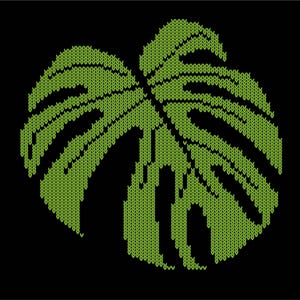 Monstera Blatt Strickvorlage PDF Pattern für Maschinen- & Handstricken, Intarsia, Fair Isle, Doppelstich - botanisches, tropisches Design