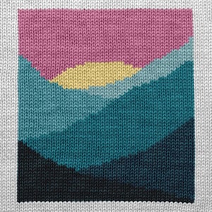 Mountain Sunset Knitting Chart - Easy to Follow PDF Pattern for Intarsia, Fair Isle, Duplicate Stitch - Landscape Nature, Instant Download