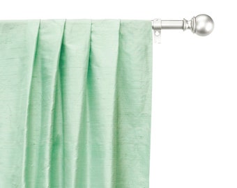 Mint Green 100% Pure Silk Dupioni Curtain Panels (Rod Pocket, Grommet, Box Pleat, Three Pinch Pleat, Tab Top and Plain Ring Top)