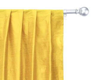 Bright Yellow 100% Pure Silk Dupioni Curtain Panels (Rod Pocket, Grommet, Box Pleat, Three Pinch Pleat, Tab Top and Plain Ring Top)