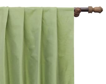 Light Green Art Silk Curtain Panels, Faux Silk Curtains (Rod Pocket, Grommet, Box Pleat, Three Pinch Pleat, Tab Top And Plain Ring Top)