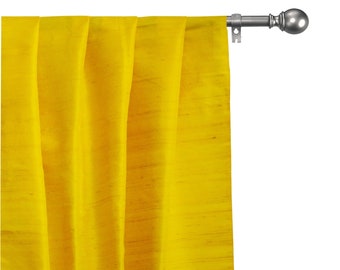 Bright Yellow Silk Dupioni Curtain Panels (Rod Pocket, Grommet, Box Pleat, Three Pinch Pleat, Tab Top and Plain Ring Top)