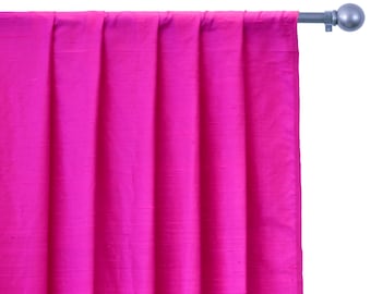Fuchsia Pink Silk Dupioni Curtain Panels (Rod Pocket, Grommet, Box Pleat, Three Pinch Pleat, Tab Top and Plain Ring Top)