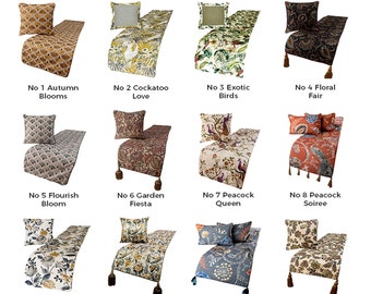 Bed Runner Collection with Decorative Throw Pillow Cover In King / Queen / Twin Sizes Quilted, Pearl, Bead, Tassel, Applique, Embroidery