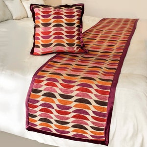 King / Queen / Twin Purple / Red / Orange / Pink / Brown Bed Runner with Decorative Throw Pillow Cover Velvet Jacquard Modern - Seven Sands