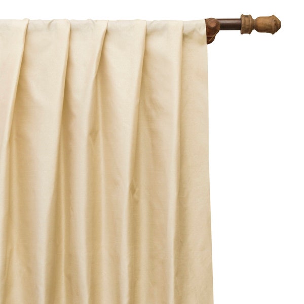 Champagne Art Silk Curtain Panels, Faux Silk Curtains (Rod Pocket, Grommet, Box Pleat, Three Pinch Pleat, Tab Top And Plain Ring Top)