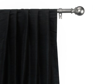 Black Silk Dupioni Curtain Panels (Rod Pocket, Grommet, Box Pleat, Three Pinch Pleat, Tab Top and Plain Ring Top)