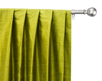Chartreuse 100% Pure Silk Dupioni Curtain Panels (Rod Pocket, Grommet, Box Pleat, Three Pinch Pleat, Tab Top and Plain Ring Top)