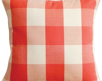 Coral plaid pillow | Etsy Coral Cream Plaid Pillow Sham Coral