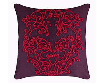 Purple damask pillow | Etsy Damask Floral Pillow Cover 14x20 Plum