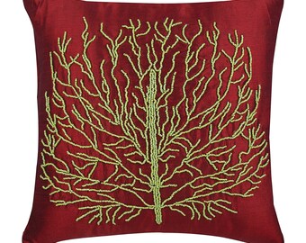 Luxe Ivoire 30x30 Cm Taie D Oreiller Lin De Coton Broderie Coussin Toss Nature Et Floral