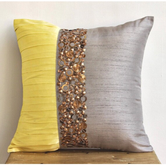 Decorative Gray Cushion Pillow Art Silk Pintucks pillow case | Etsy