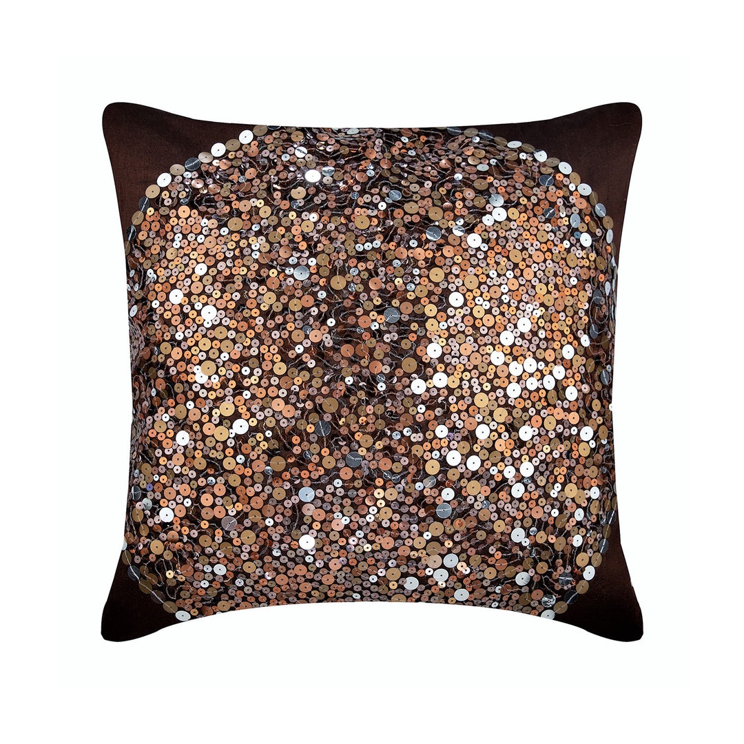 Decorative Dark Brown Throw Pillow Cover 24x24/26x26, Art Silk Euro