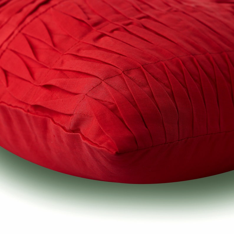 Patchwork Striped Ripples Of The Heart Cotton Linen Throw Pillow Cover Pintucks 16x16 Designer Red Pillow Case Cover Textured
