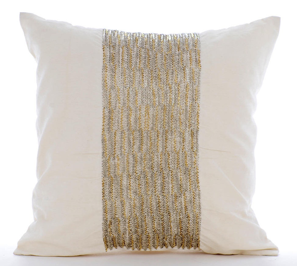 Art Silk Ivory Throws For Sofa 16x16 Designer Etsy