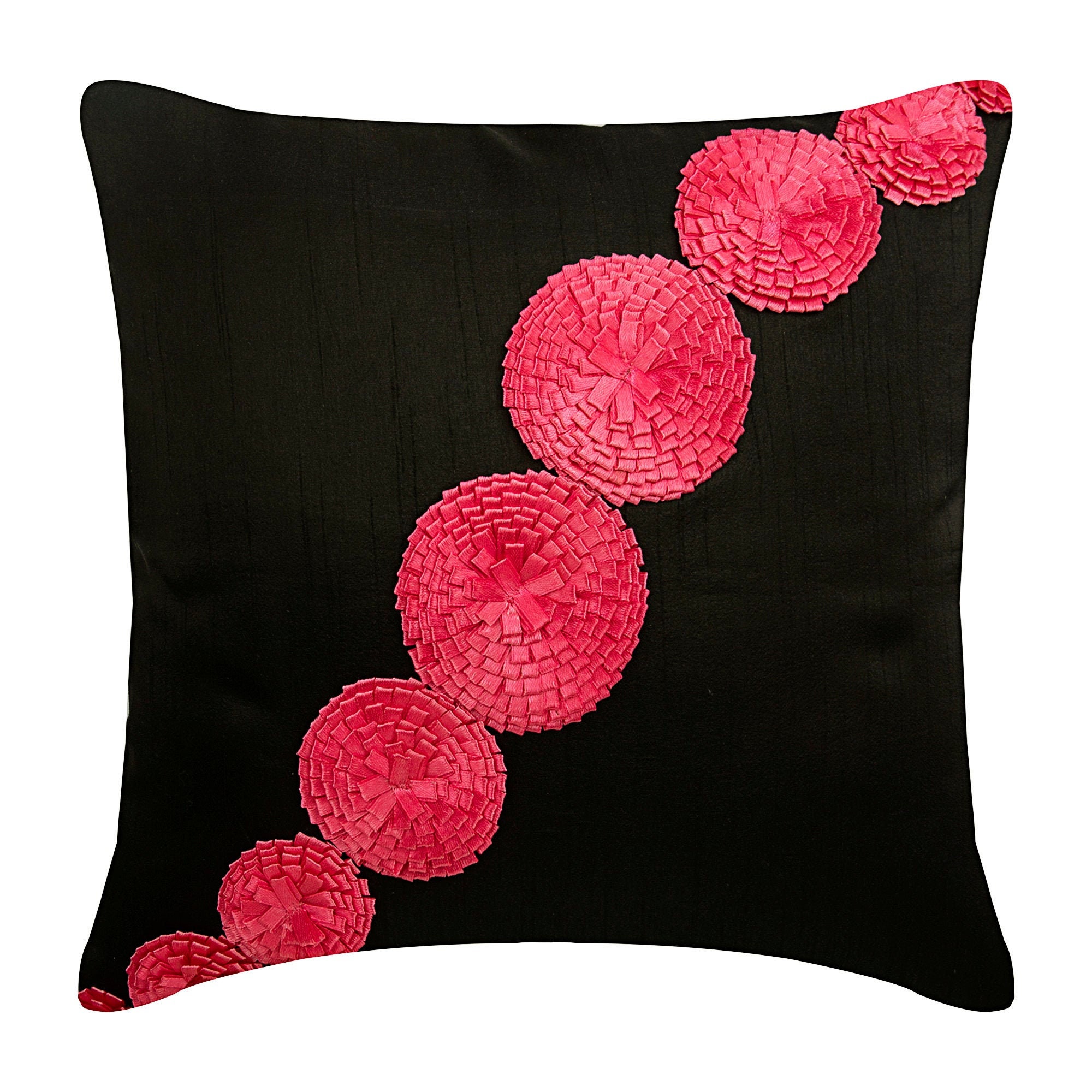 Handmade 18x18 Black Couch Pillow Art Silk Couch Etsy