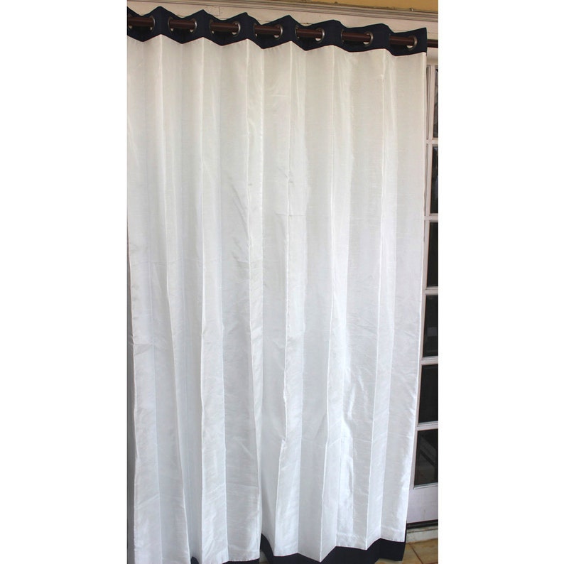 White And Navy Curtain Panels 52x84 Grommet Drapes Living and Bedroom Decor And Housewares Valance Window Treatments image 5