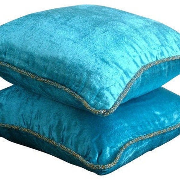 Diseñador Azul Turquesa 40x40 cm Cojines, Terciopelo Almohada de sofá, Color sólido Contemporáneo - Turquoise Shimmer