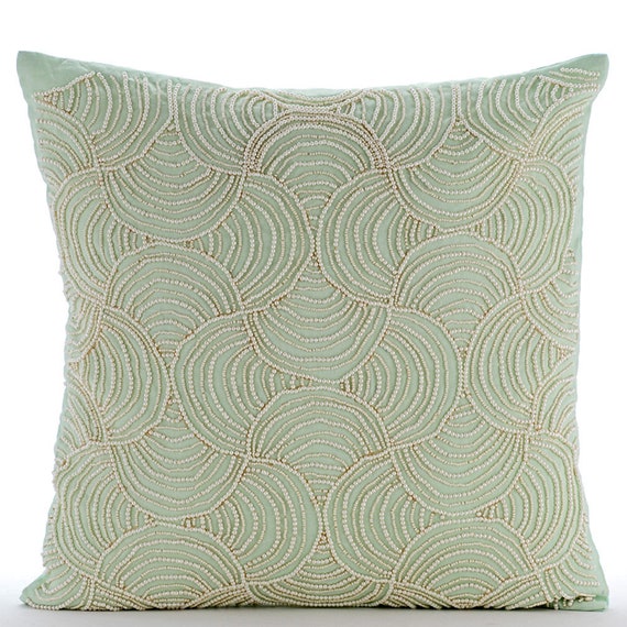 Handmade Pastel Green Toss Pillows 16x16 Cotton Linen Throw Pillow Case Abstract Swirls Pearl Throw Pillow Cover French Mint Dynasty Etsy