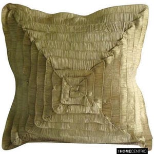 16&quot;x16&quot; Decorative Gold Pillow Custom, Crushed Silk Cushion Pillow Frills Pillow Cushion Solid Color Contemporary - Vintage Gold Frills