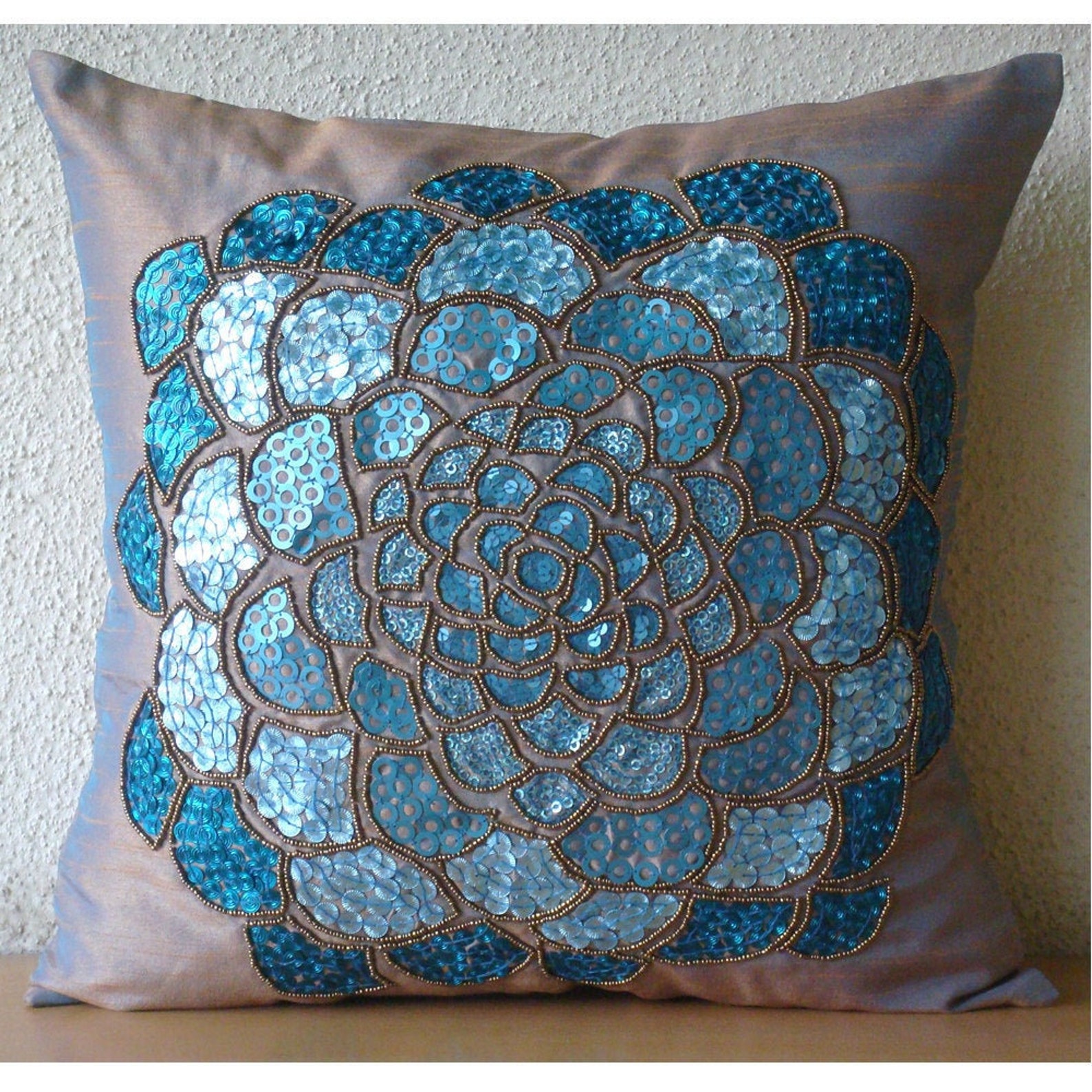 Decorative Orange Blue Euro Size Cushion Cover Etsy