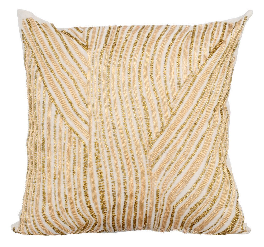 Decorative Gold Euro Pillow Cover 24x24 / 26x26, Art Silk Pillow Case