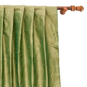 Apple Green Art Silk Curtain Panels, Faux Silk Curtains (Rod Pocket, Grommet, Box Pleat, Three Pinch Pleat, Tab Top And Plain Ring Top)