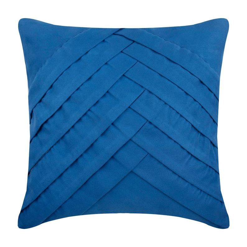 Blue No Limits No Lines Faux Suede Throw Cushion Pintucks Chevron Couch Striped Textured 16x16 Designer Blue Couch Cushion Cover