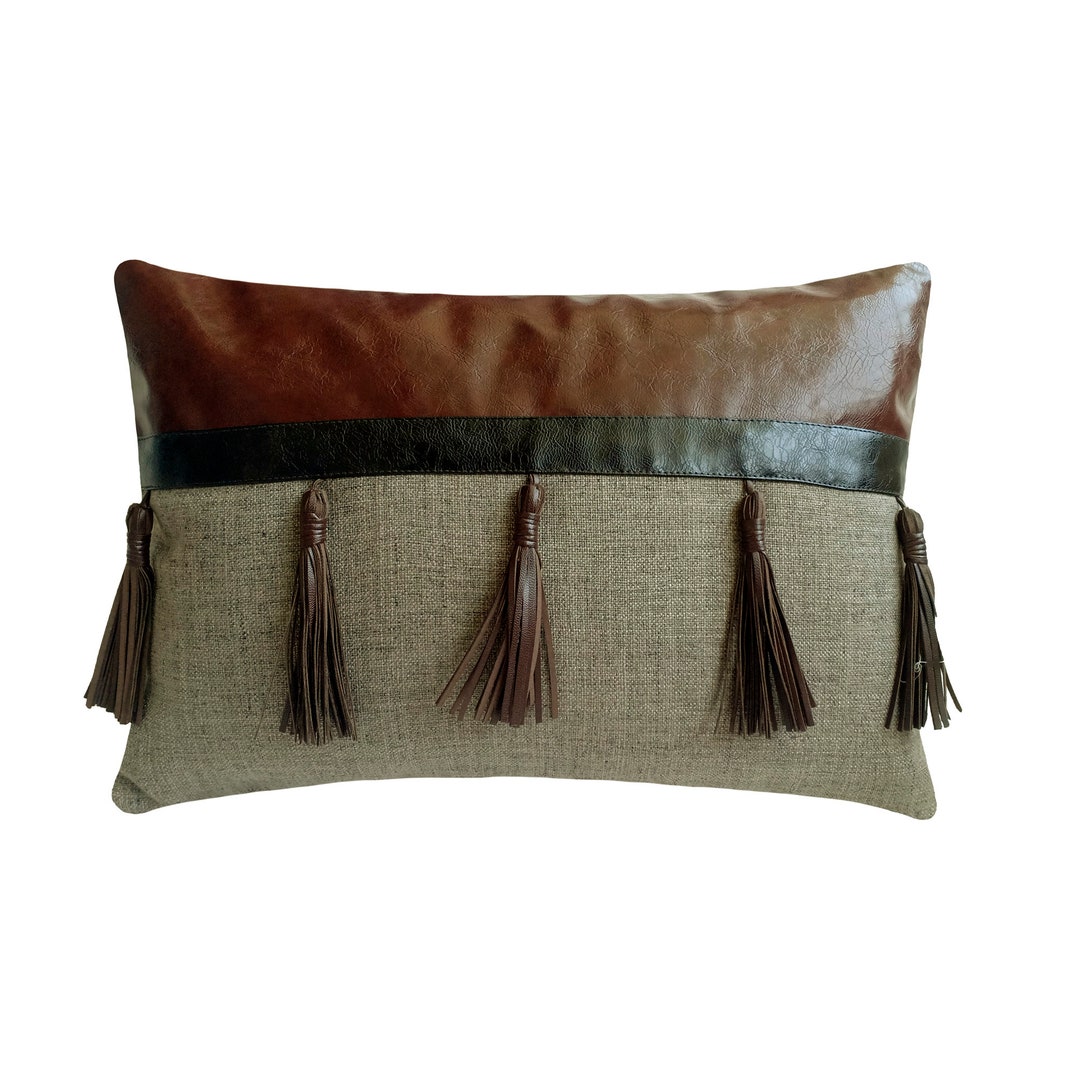 Decorative Oblong / Lumbar Throw Pillow Cover Brown Faux - Etsy