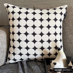 Monochrome Decor Throw Pillow Cover 16x16 Inch Cotton Printed Modern Couch Pillow, Minimalist Home Decor, Black White Sofa Pillow- Mono Muse