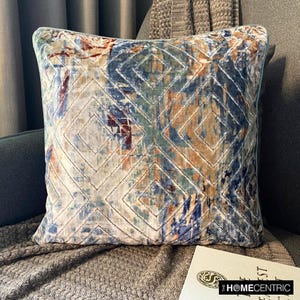Decorative Pillow Cover 16x16 Shaded Textured Velvet Throw Pillow Cover Geometric Pattern Cushion Cover Home Decor Pillow - Shaded Graffito