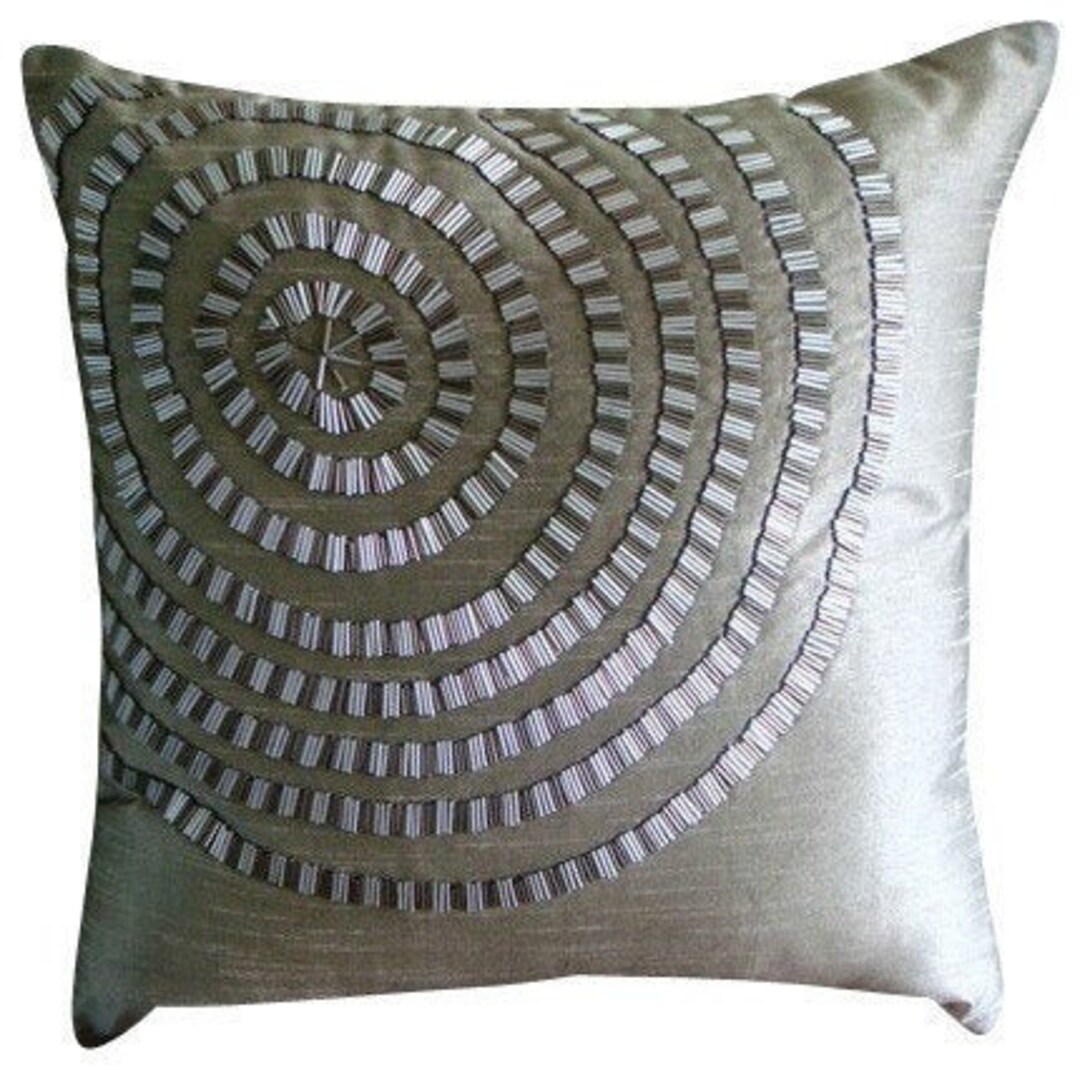 Art Silk Gray Couch Pillow Cover 16x16, Decorative Pillow Cases Vintage