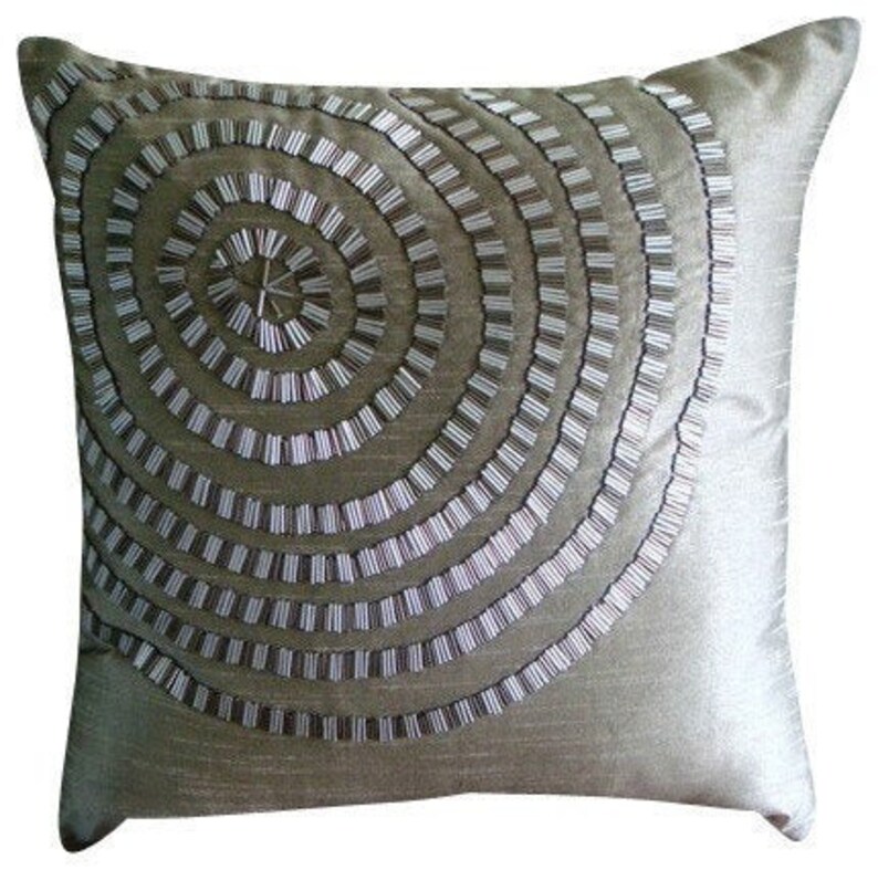 Art Silk Gray Couch Pillow Cover 16x16 Decorative Etsy