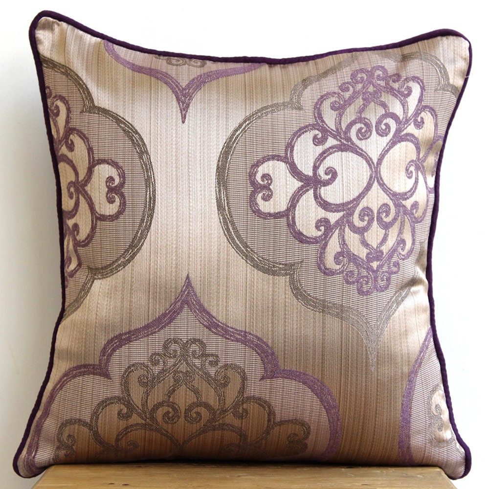 Luxury Purple Throw Pillows Cover 16x16 Silk