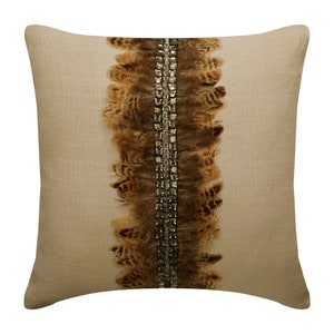 The Feather Collection Pillow Covers, Decorative Throw Pillow Cover, Bird Feather, Bead, Crystal, Velvet, Faux Leather Pillows, Table Runner Exotic Feathers