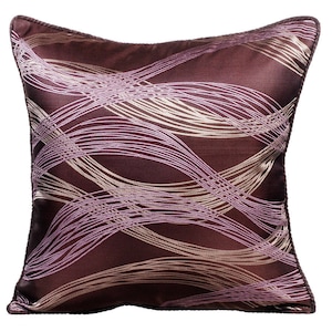 Decorative Purple Pillow Case 24"x24" / 26"x26", Jacquard Silk European Pillowcase Swirls Throw Pillow Cover Abstract - Purple Current