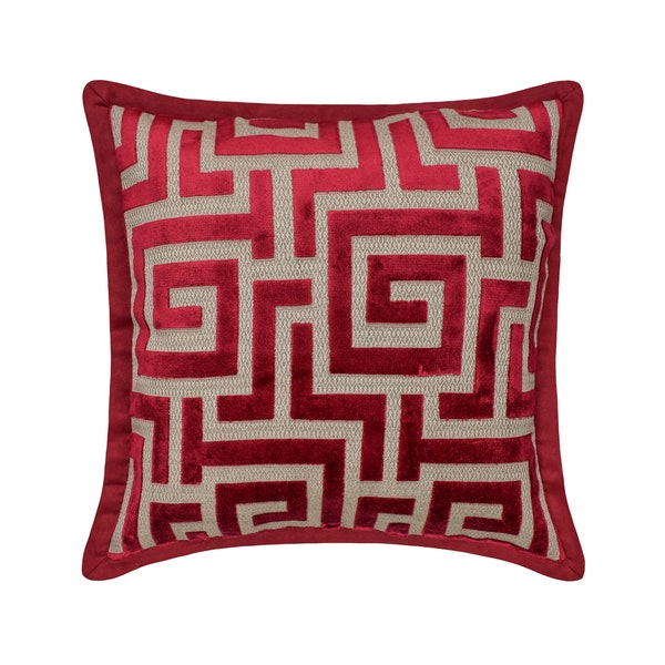Red Geometric Pillow Etsy