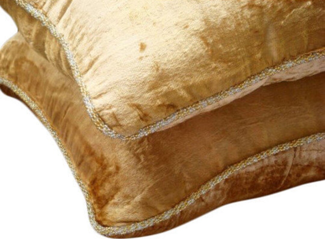 Designer Gold Sofa Pillow Cover 16x16, Velvet Throw Pillow Cover Throw